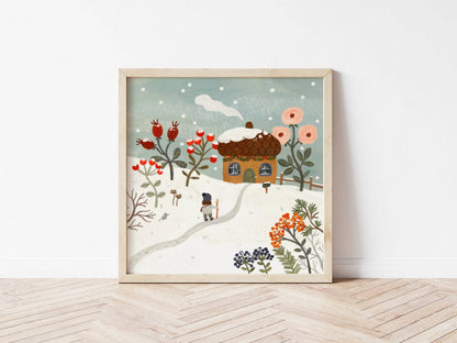 Print - Verschneites Eichelhaus (21x21cm)