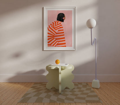Die Frau mit den orangen Streifen - Kunstdruck A3