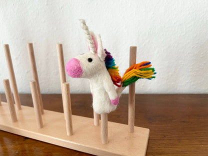 Filz-Fingerpuppe - Einhorn - Regenbogen