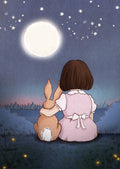 Postkarte Mondbetrachtung von Belle & Boo A6