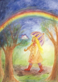 Postkarte Regenbogen im April von Ilona Bock A6