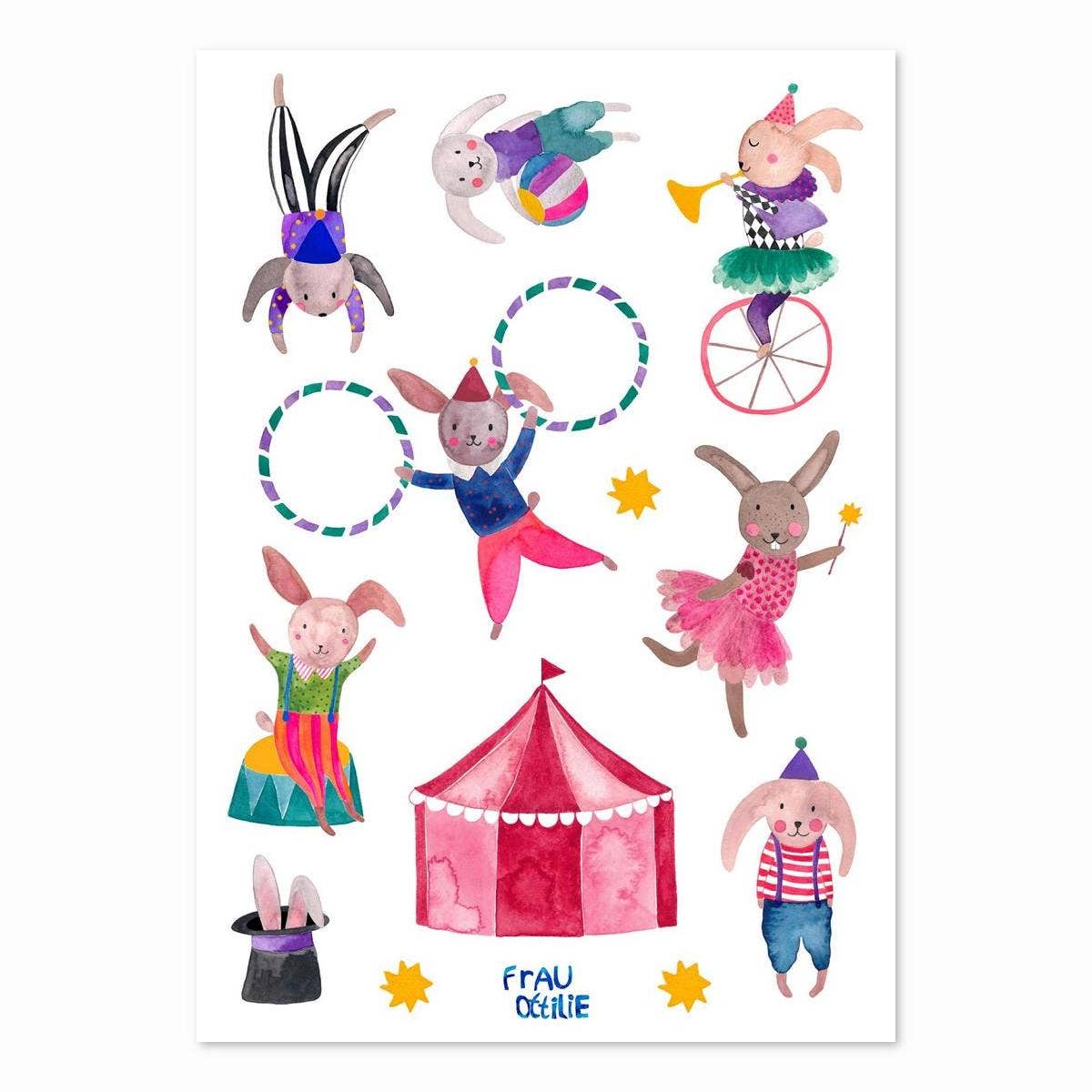 Kindertattoos - Hasen im Zirkus