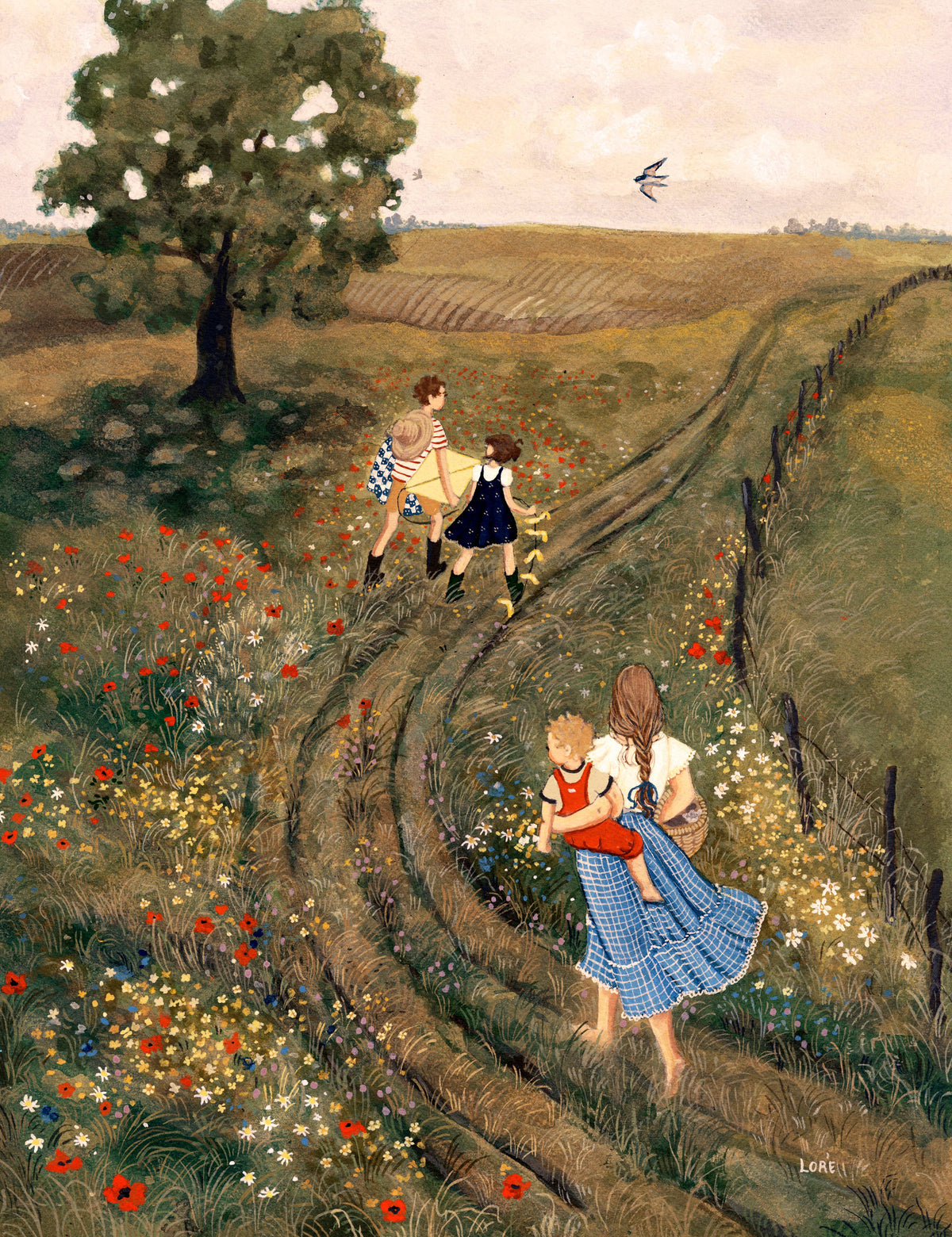 Karte mit Umschlag - Auf dem Wiesenweg