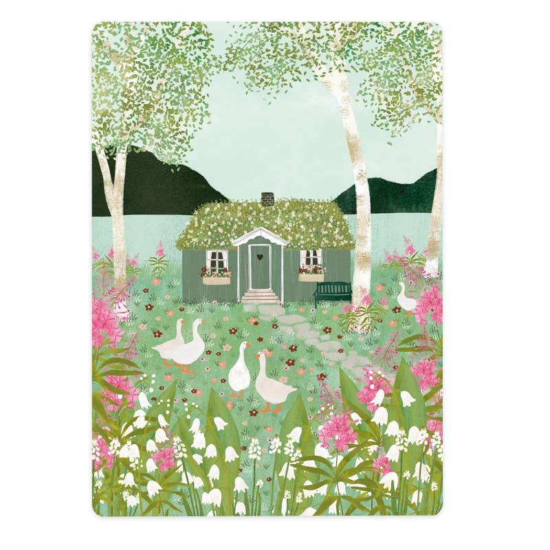 Hütte mit Gänsen