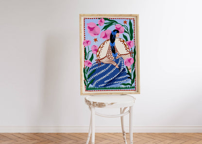 Print - Folk Dame im Garten
