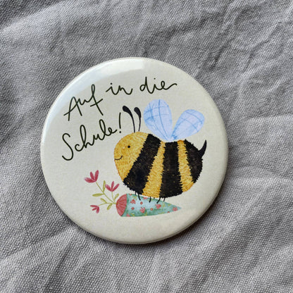 Button - Auf in die Schule - Biene