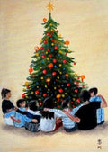 Postkarte Gemeinsam unterm Tannenbaum von Ingrid Montag-Schoenenberg A6