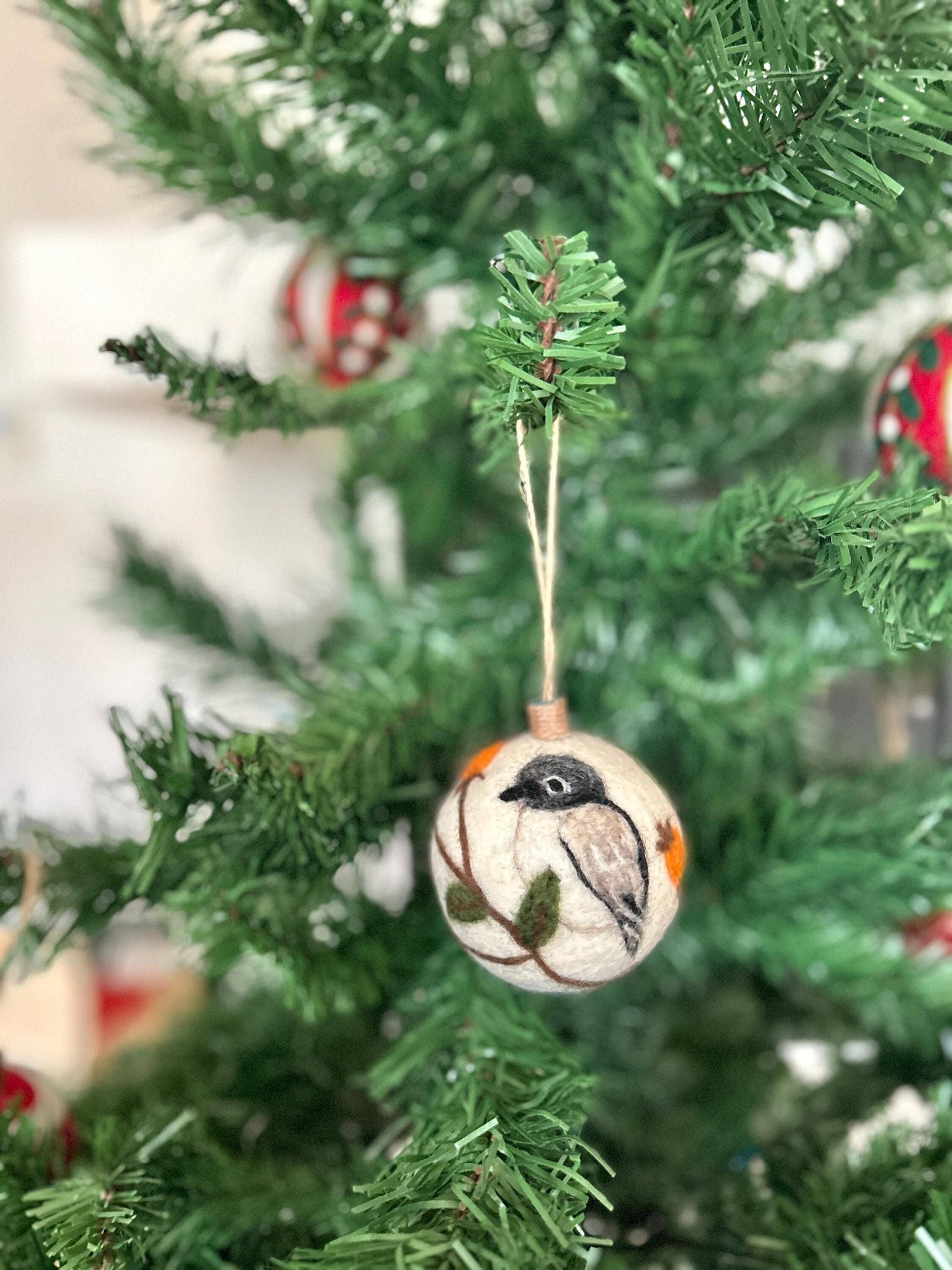Filzdekoration - Weihnachtskugel Vogel
