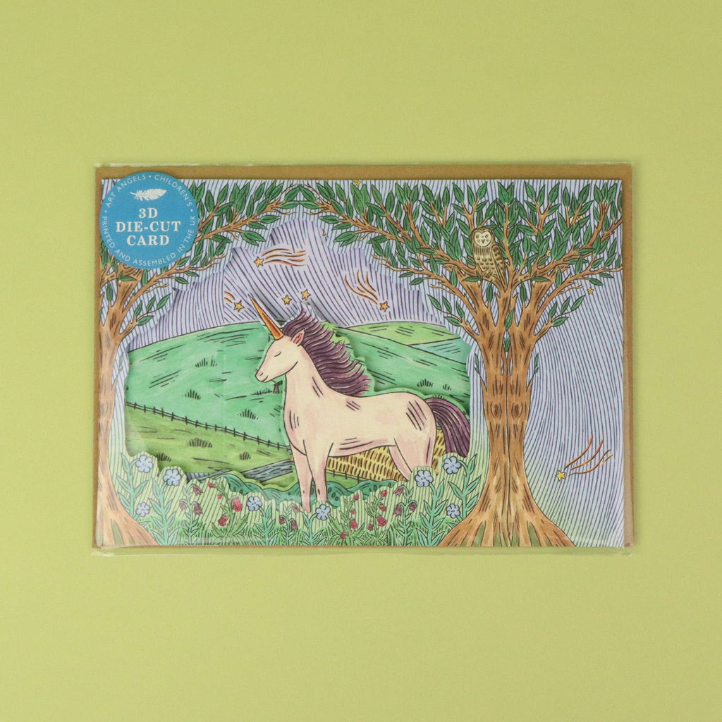 3D-Karte Einhorn der Dämmerung von Fee Greening mit Umschlag A5