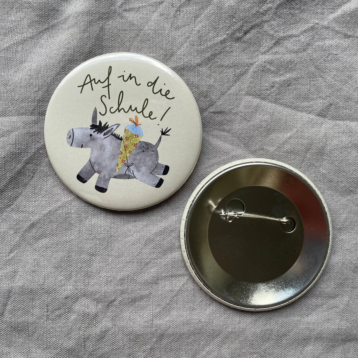 Button - Auf in die Schule - Esel