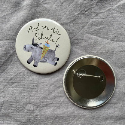 Button - Auf in die Schule - Esel