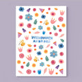 Postkarte Willkommen auf der Welt mit Blumenwiese von Frau Ottilie A6