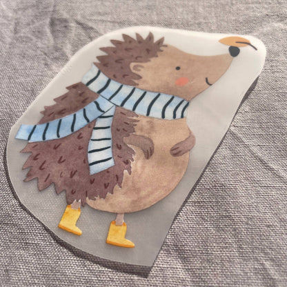Bügelbild - Igel mit Schal