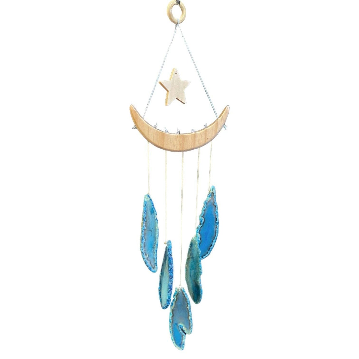 Windspiel - Mond und Stern mit blauem Achat