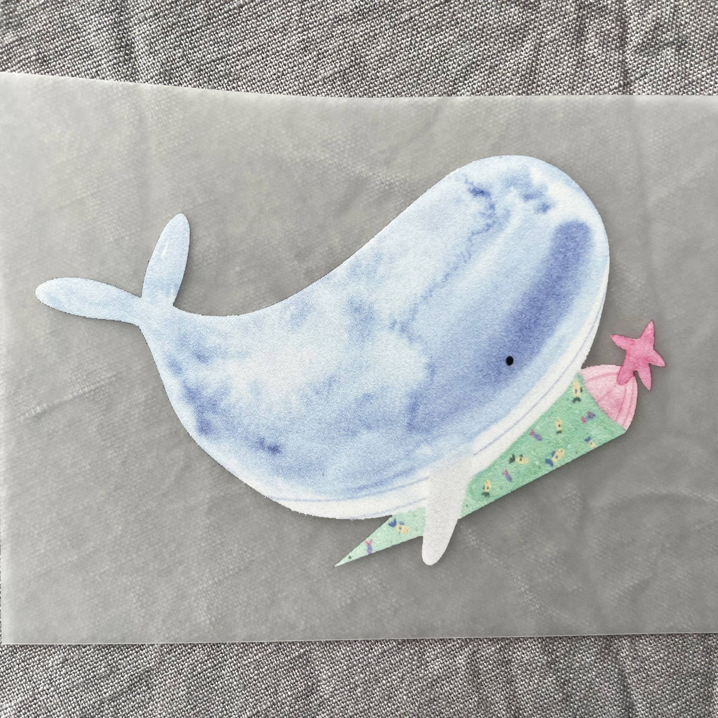 Bügelbild - Einschulung Wal