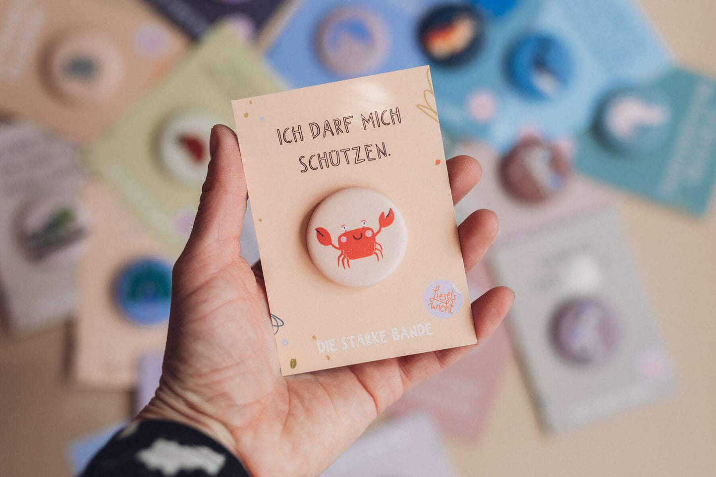 Button - Krabbe - Ich darf mich schützen
