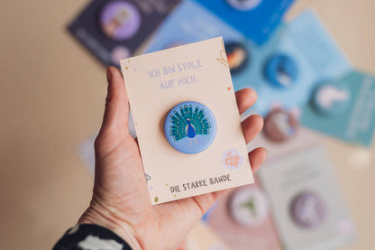 Button - Pfau - Ich bin stolz auf mich