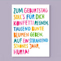 Postkarte Zum Geburtstag Konfettiregen von Frau Ottilie A6
