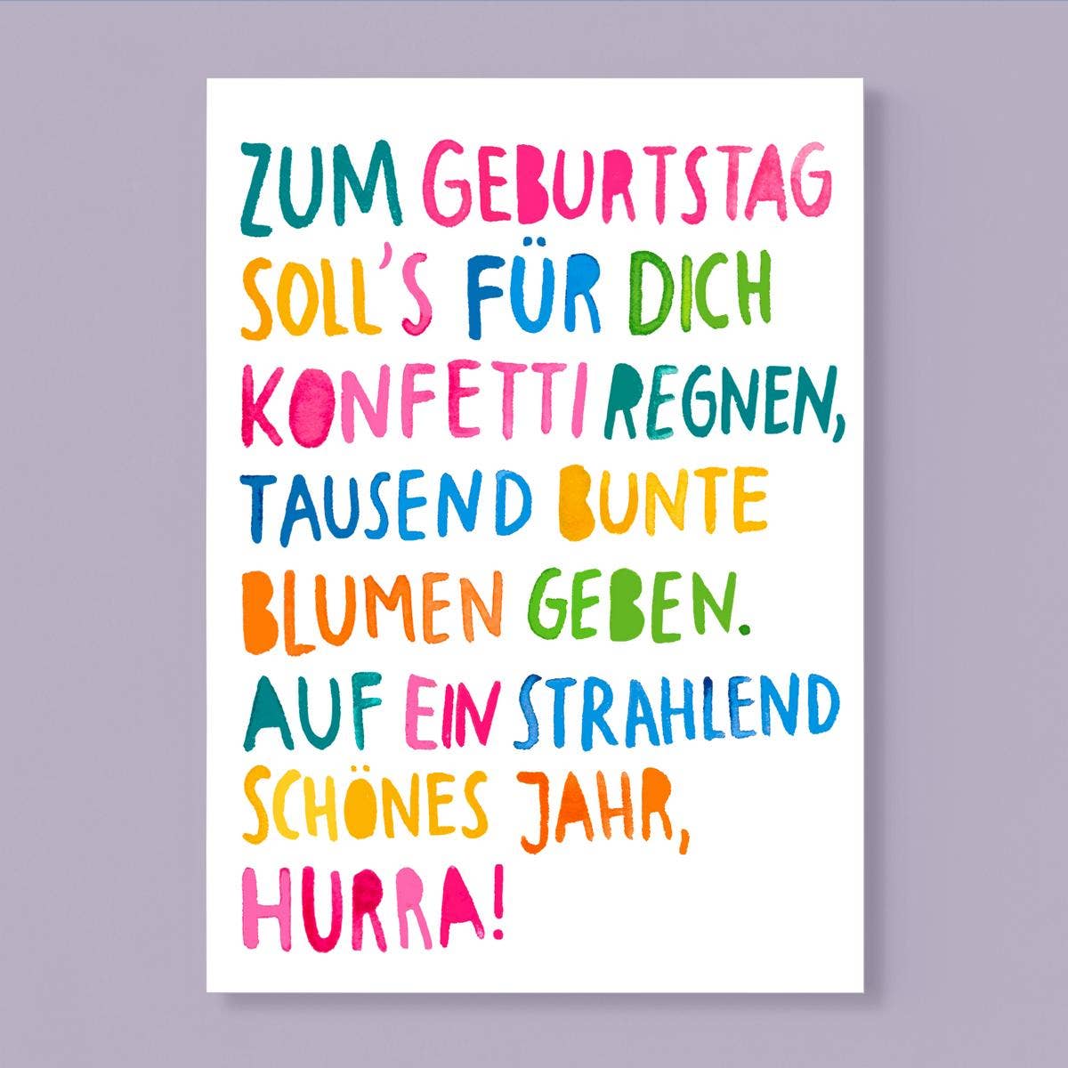 Postkarte Zum Geburtstag Konfettiregen von Frau Ottilie A6