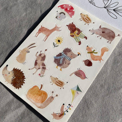 Stickerbogen - Wald und Wiese