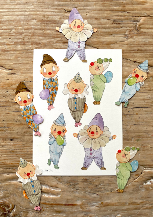 Bastelvorlage - Niedliche Clowns