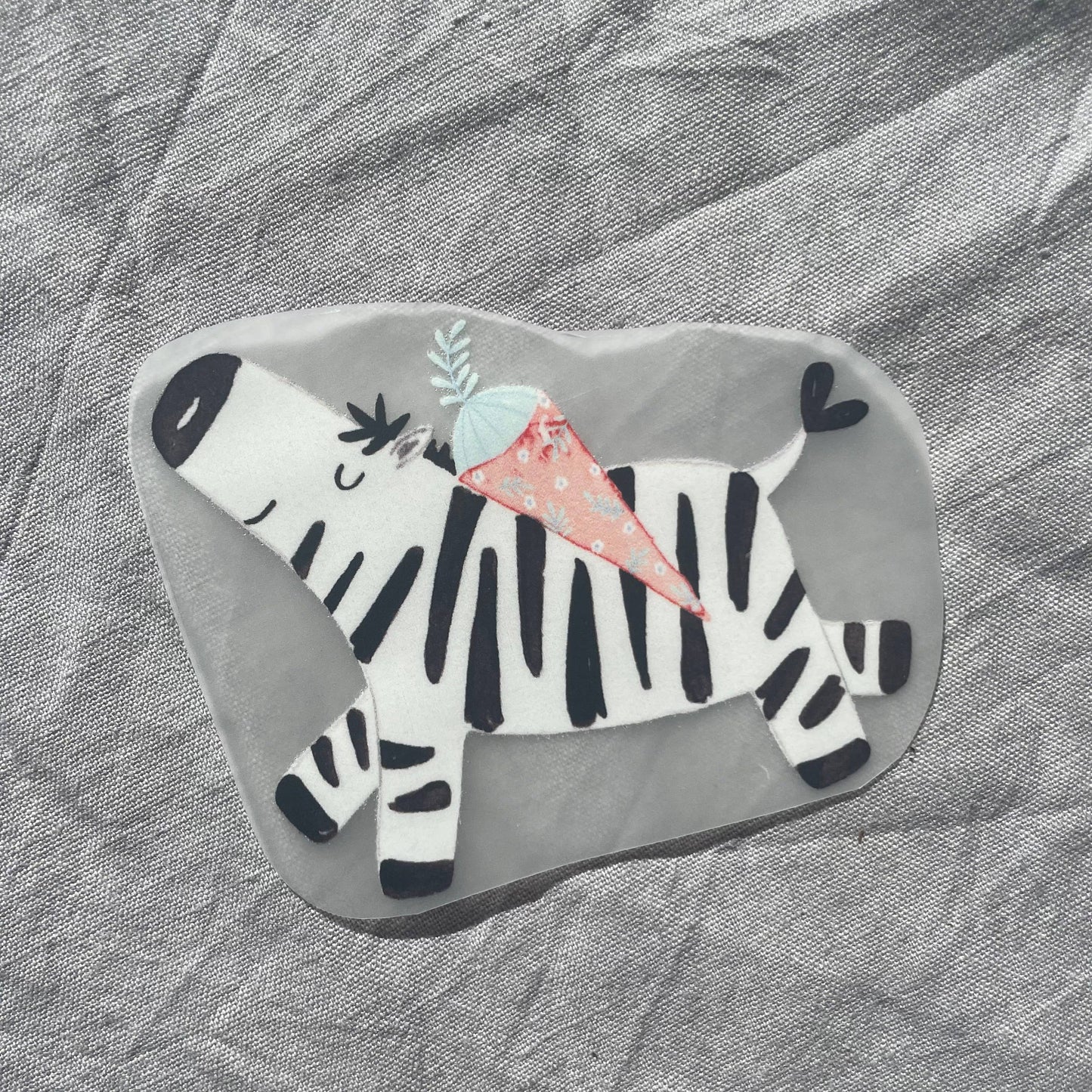 Bügelbild - Einschulung - Zebra