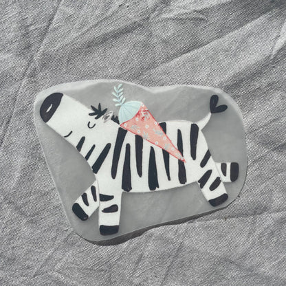 Bügelbild - Einschulung - Zebra