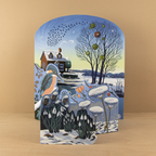 Adventskalender am winterlichen Flussufer