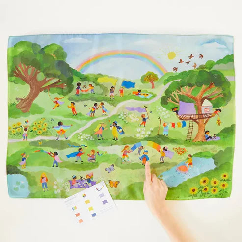 Spieltuch Suchen & Finden aus Seide - Wiese