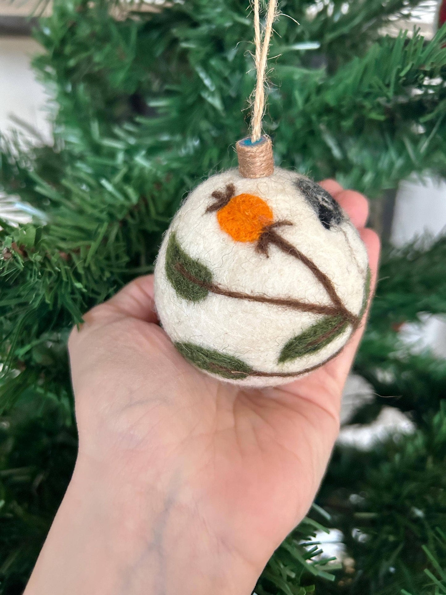 Filzdekoration - Weihnachtskugel Vogel