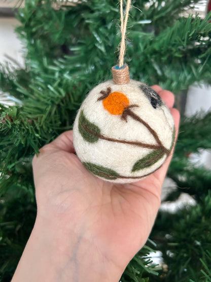 Filzdekoration - Weihnachtskugel Vogel