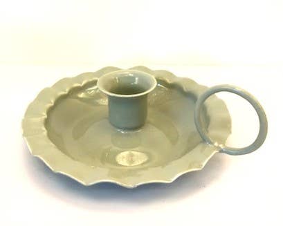 Kerzenhalter Emaille grün, 14 cm
