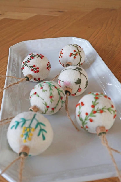 Filzdekoration - Weihnachtskugel 6er-Set