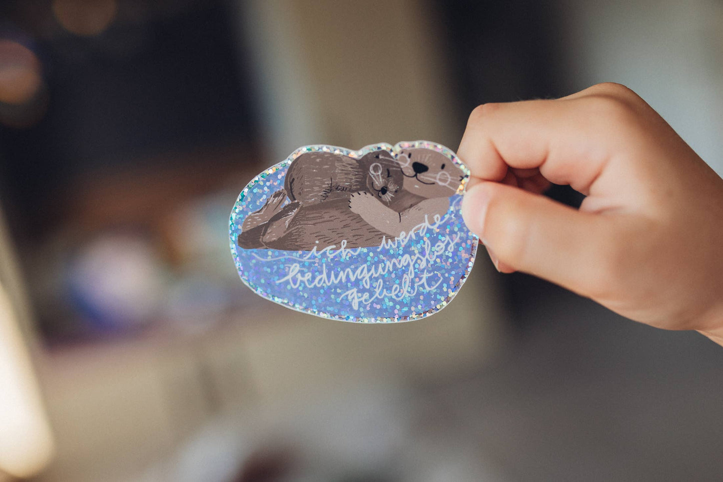 Glitzersticker - Otter - Bedingungslos geliebt
