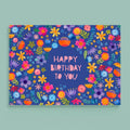 Postkarte Happy Birthday to you mit Blumenkranz von Frau Ottilie A6