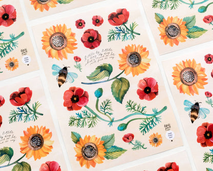 Stickerbogen - Sonnenblumen