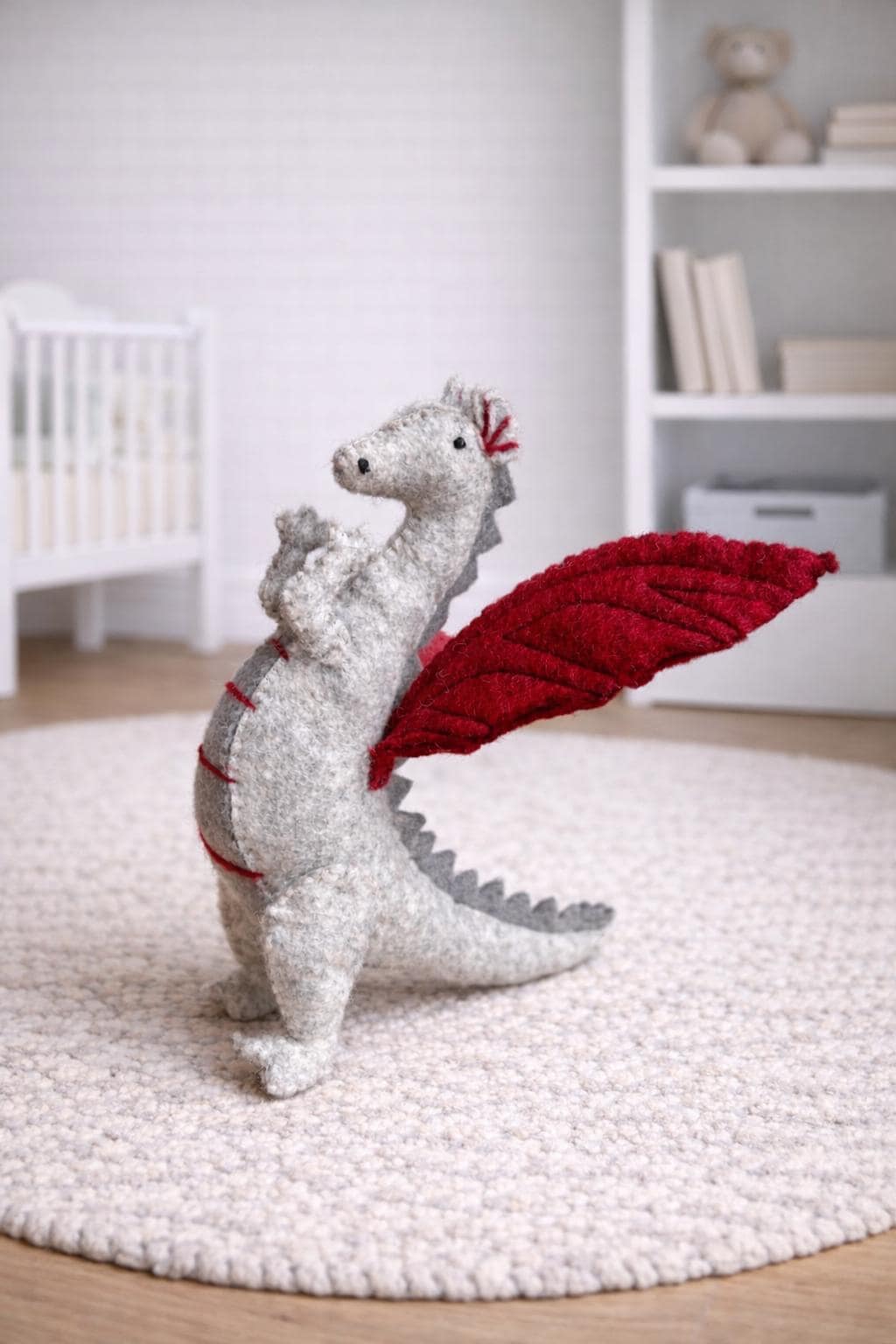 Filzfigur - Drache - grau