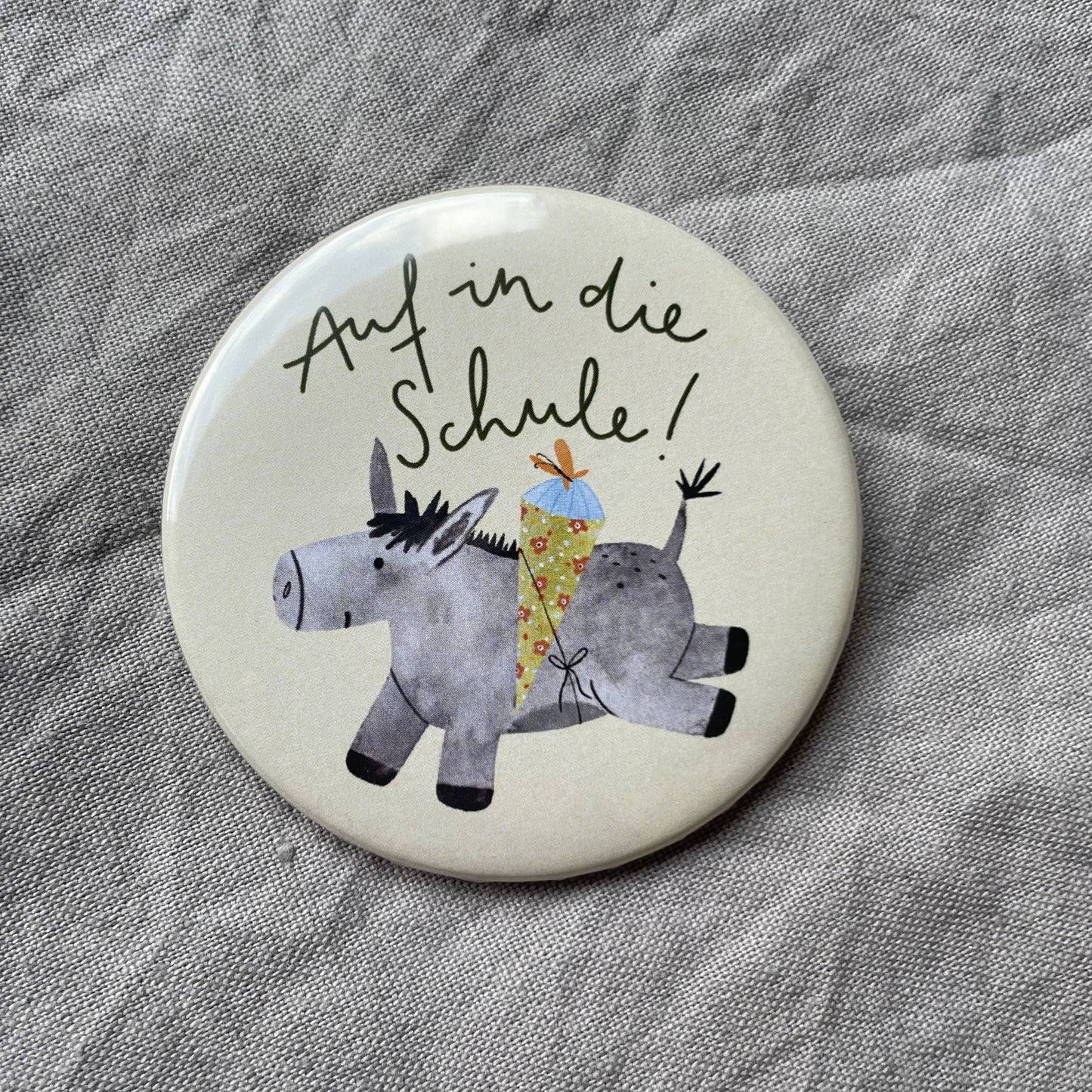 Button - Auf in die Schule - Esel