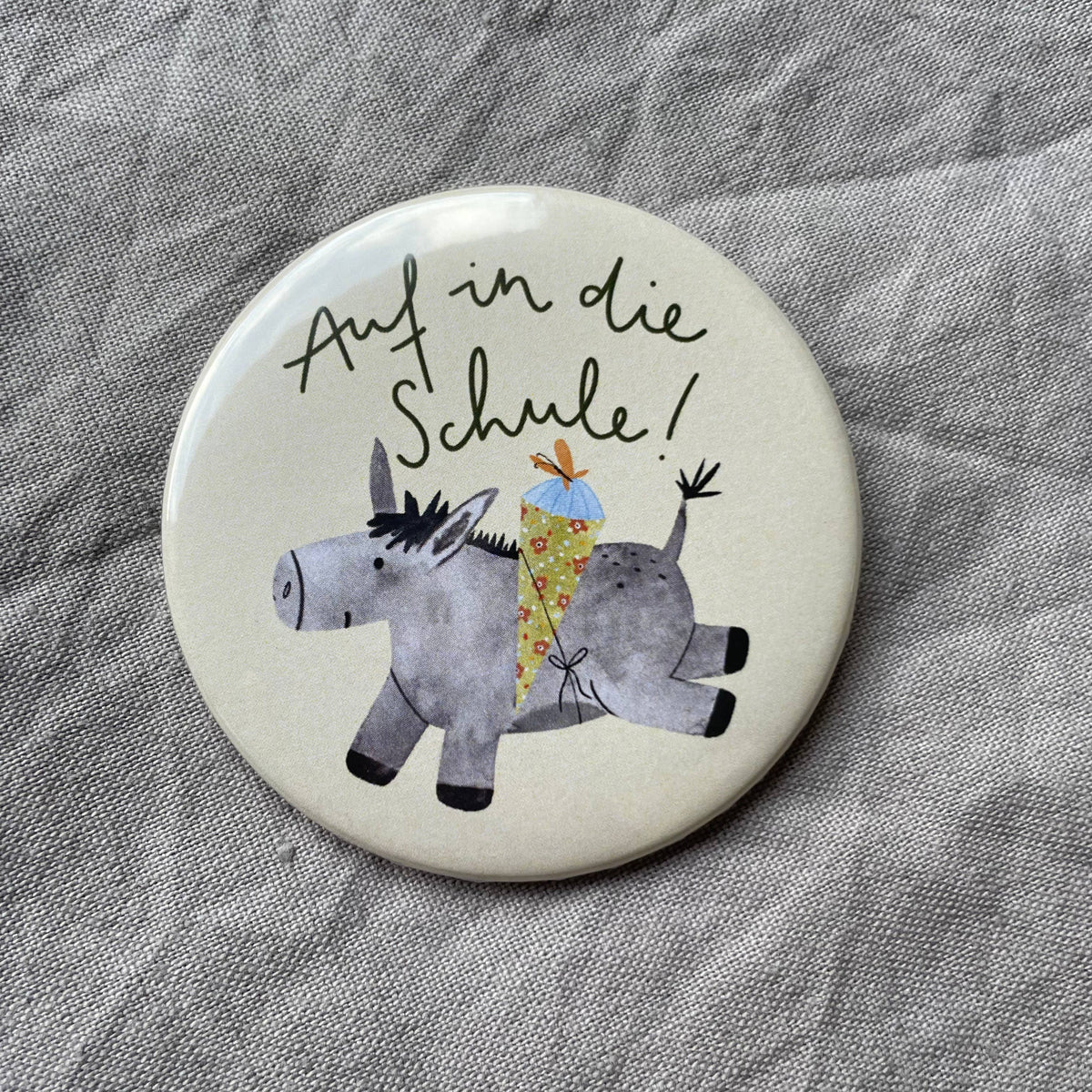 Button - Auf in die Schule - Esel