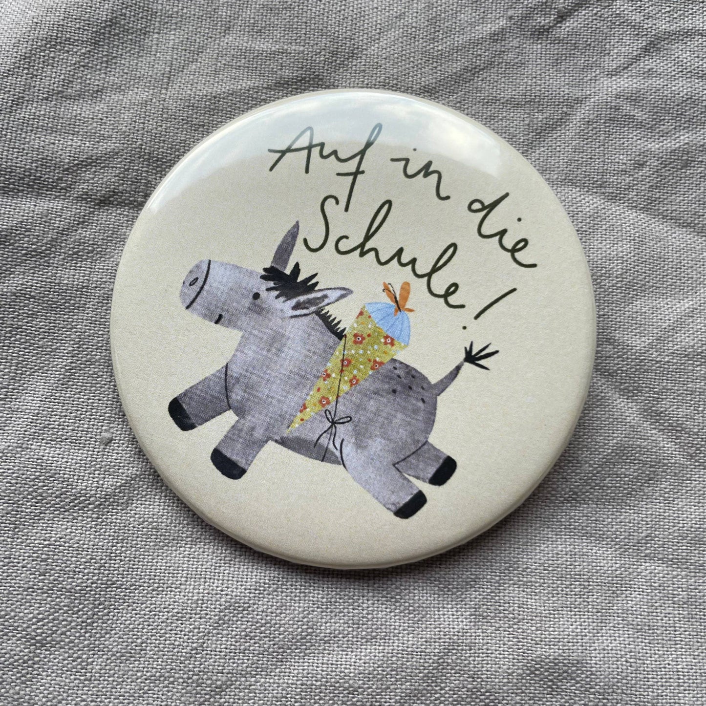 Button - Auf in die Schule - Esel