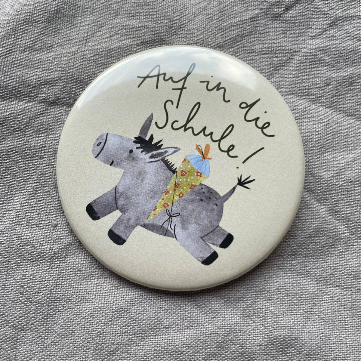 Button - Auf in die Schule - Esel