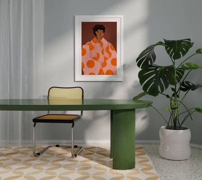 Die Frau mit den orangen Punkten - Kunstdruck A3