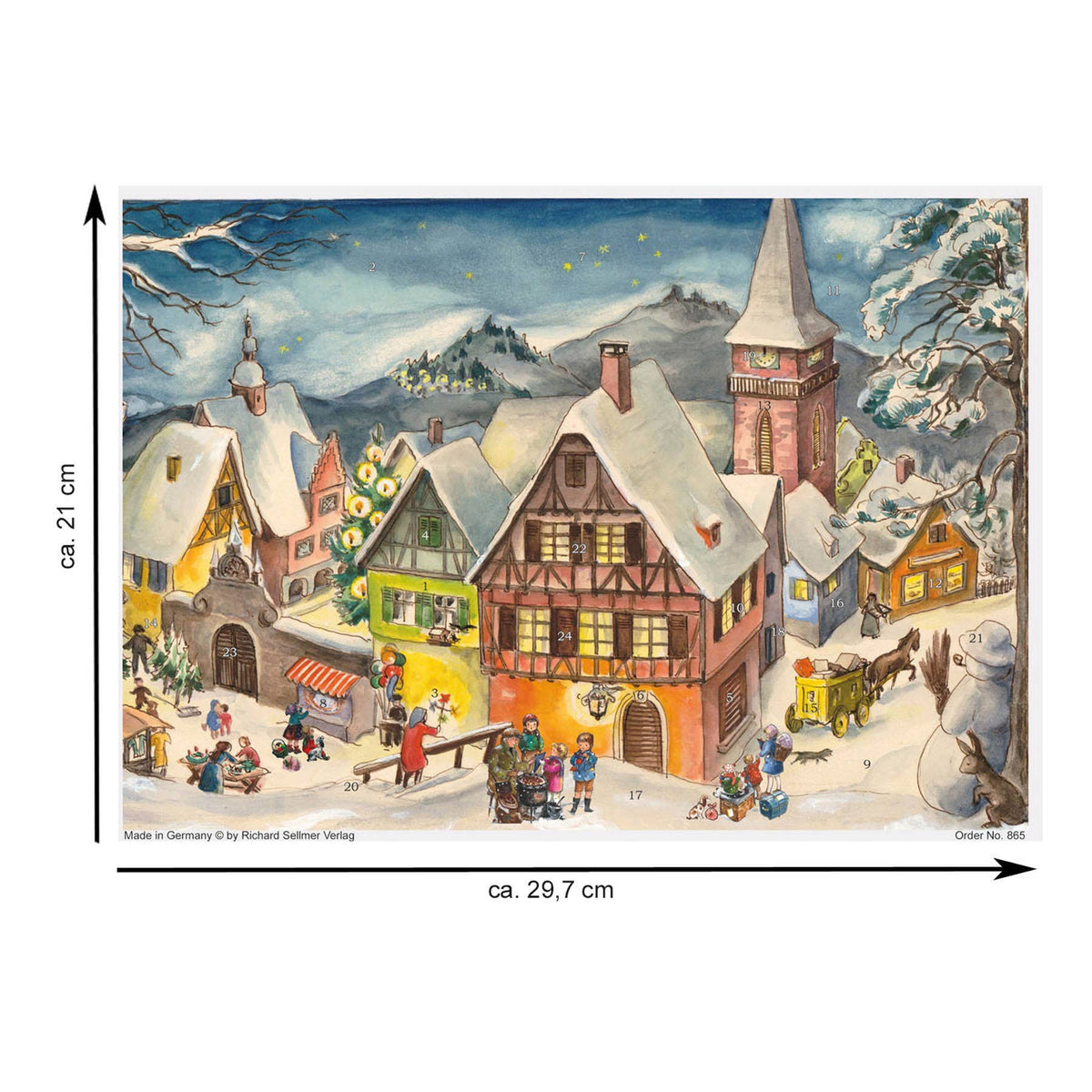 Adventskalender Verschneites Dorf von Sellmer A4