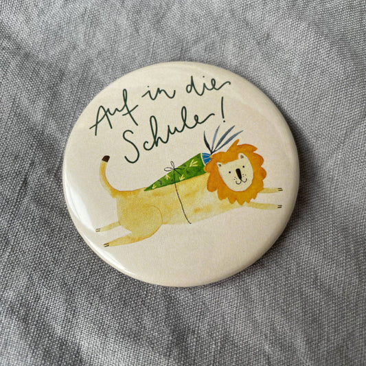 Button - Auf in die Schule - Löwe