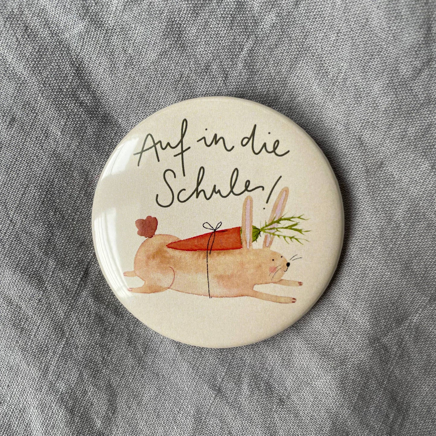 Button - Auf in die Schule - Hase