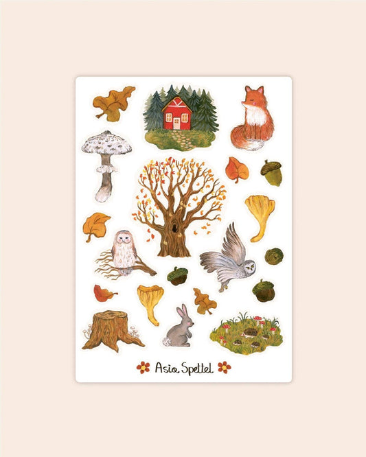 Stickerbogen Herbstwald