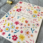 Postkarte Herzlichen Glückwunsch Blumen von Hannahs Firlefanz A6