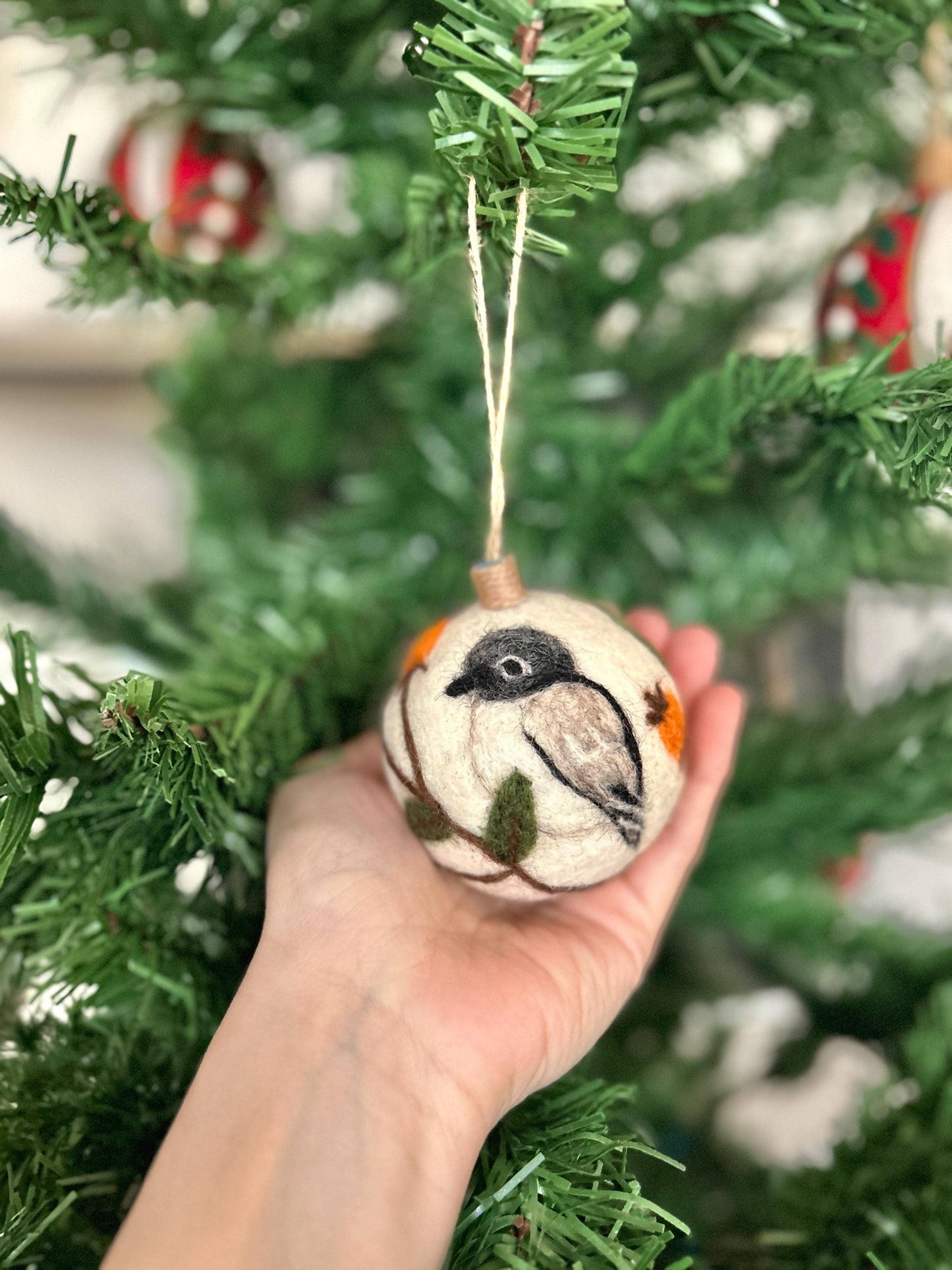 Filzdekoration - Weihnachtskugel Vogel