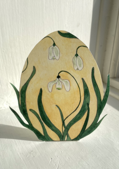 Bastelbogen - Schneeglöckchen-Ei mit Osterhasen