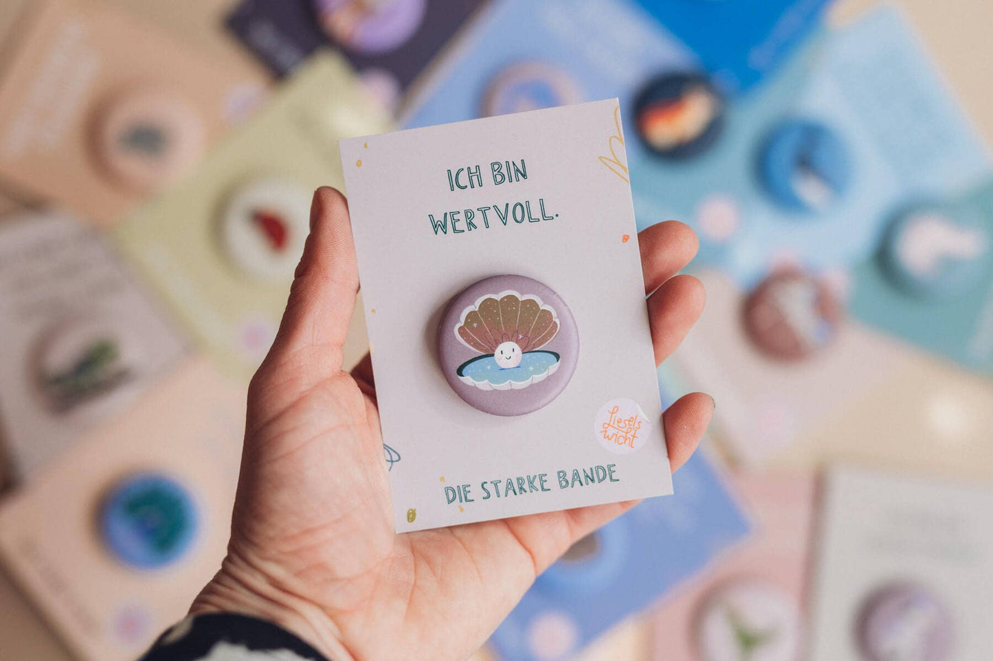 Button - Muschel - Ich bin wertvoll